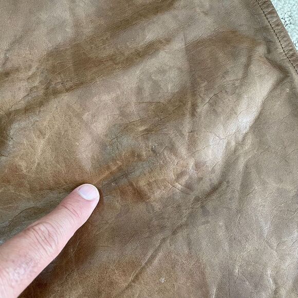 Vintage Banana Republic Leather Pants 38x34 Brown Straight Fit Ankle Zip BootCut - Picture 10 of 16